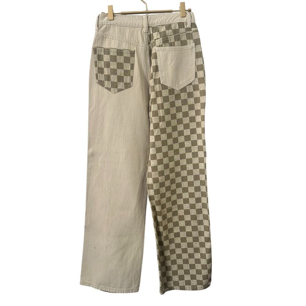 Baevely – Checkerboard Patchwork Denim Pants – Small - Picture 4 of 4